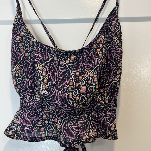 Anthropologie Black and purple Tie back Crop Camisole size large. NWT! - Picture 2 of 9